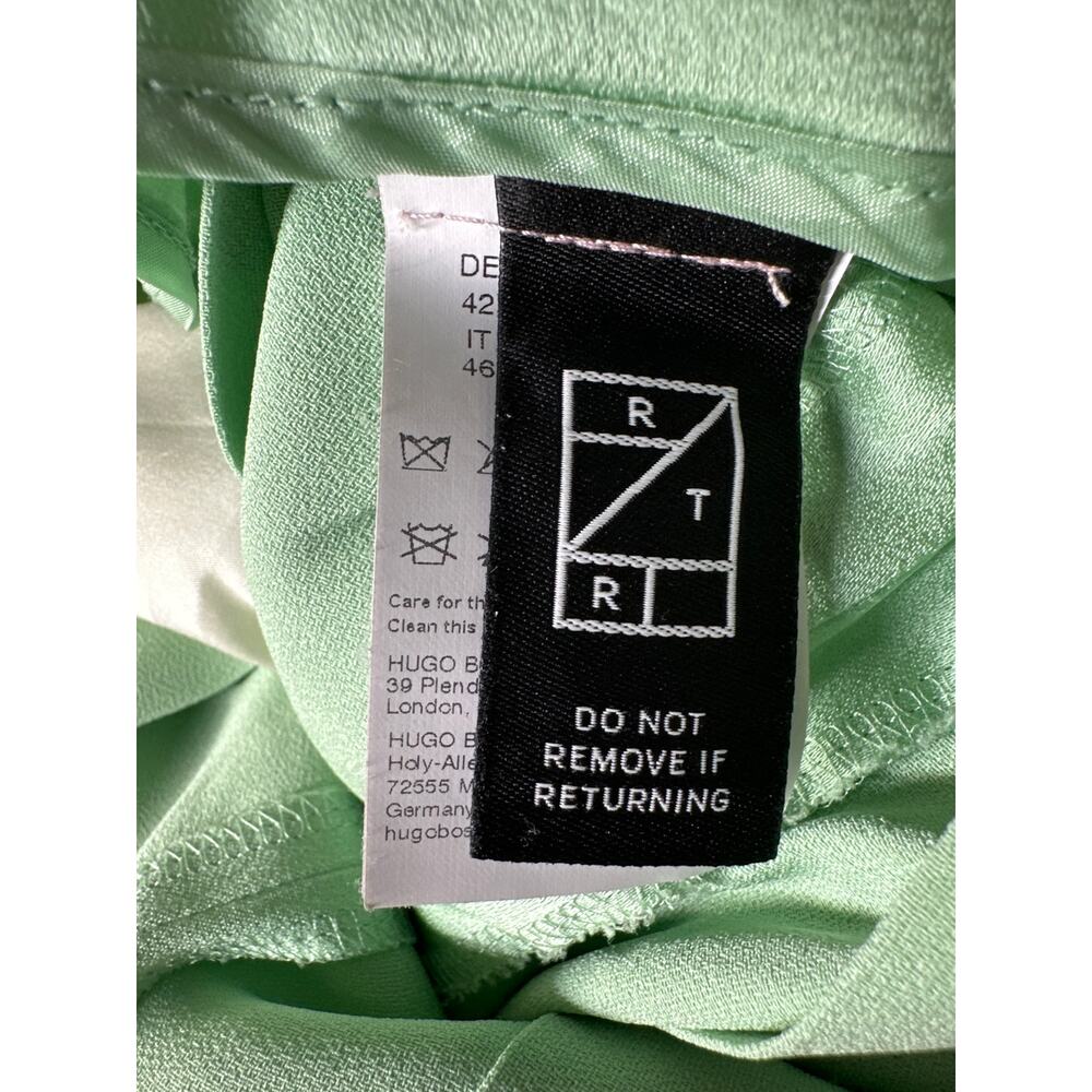Boss Tetosta Trousers Relaxed Tailored Fit Pleated Wide Leg Pants Satin Green 10 - Picture 7 of 11